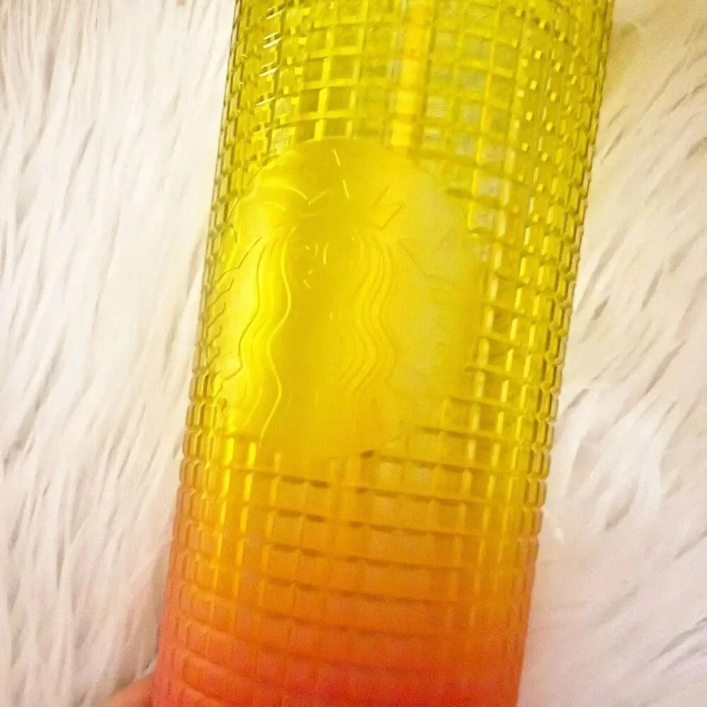 STARBUCKS | Cold Cup Tumbler Cup Straw Venti Summer Ombré Pink Yellow | 24 oz - Picture 5 of 6